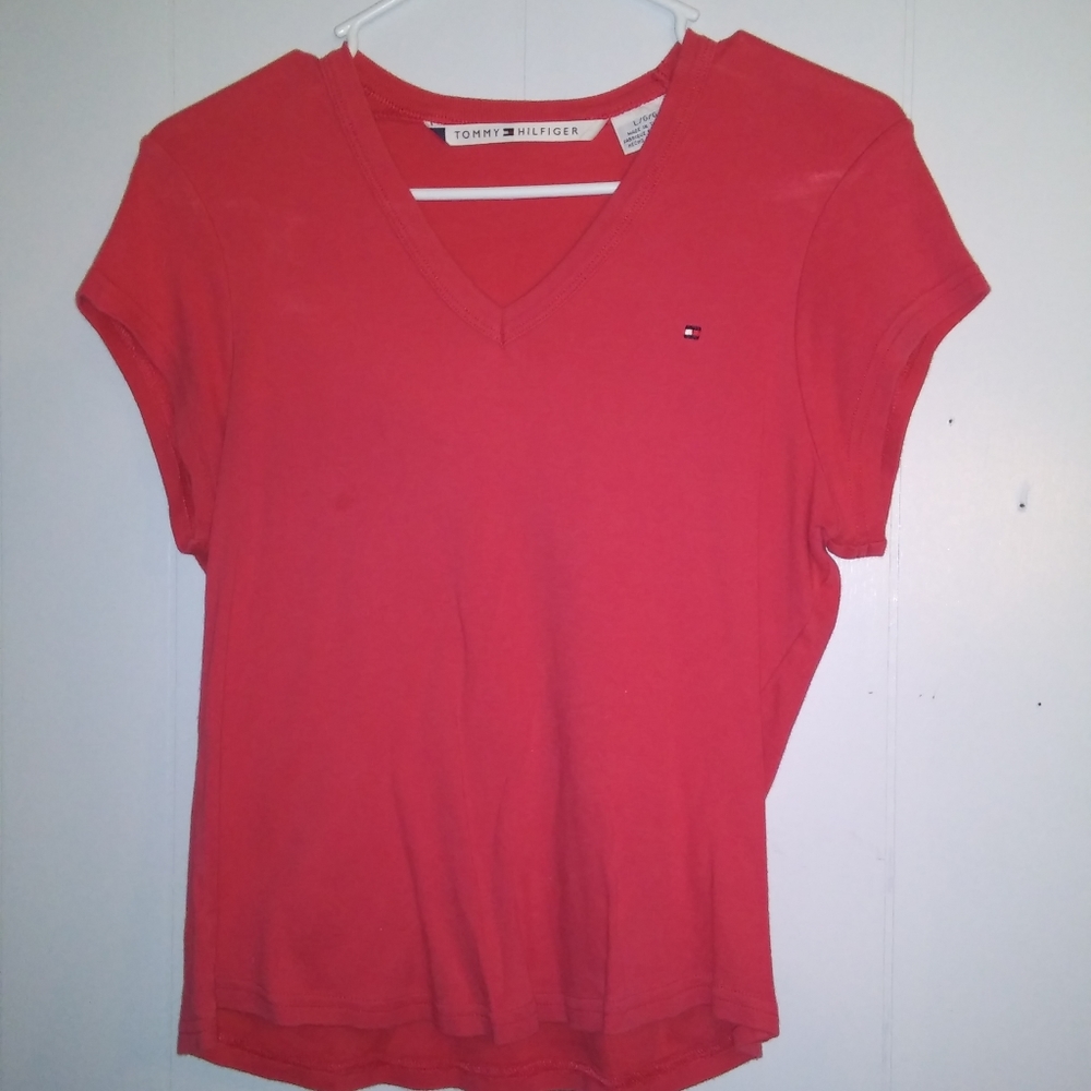 Tommy Hilfiger Pink V-Neck T Shirt